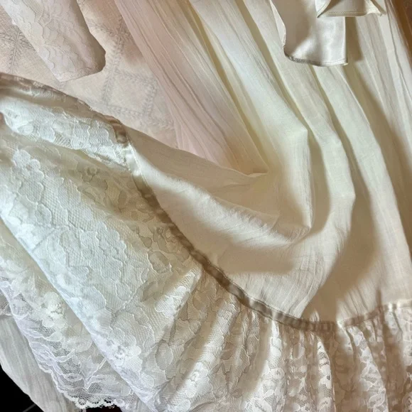 Vintage Gunne Sax Jessica McClintock White High Neck Edwardian Style Gown, 10 - Picture 5 of 12